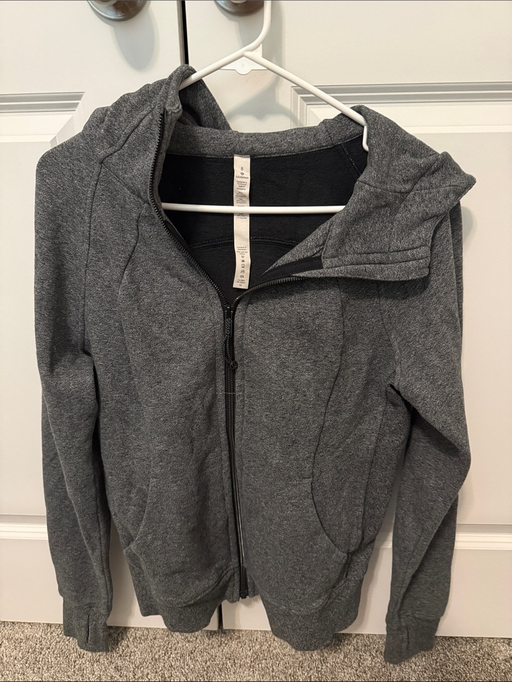 Women’s Lululemon Grey Hooded Zip-Up Scuba Jacket